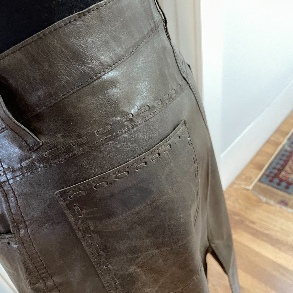 Size 10 Philosophy Di Alberta Ferretti Chocolate brown leather skirt - Picture 6 of 8